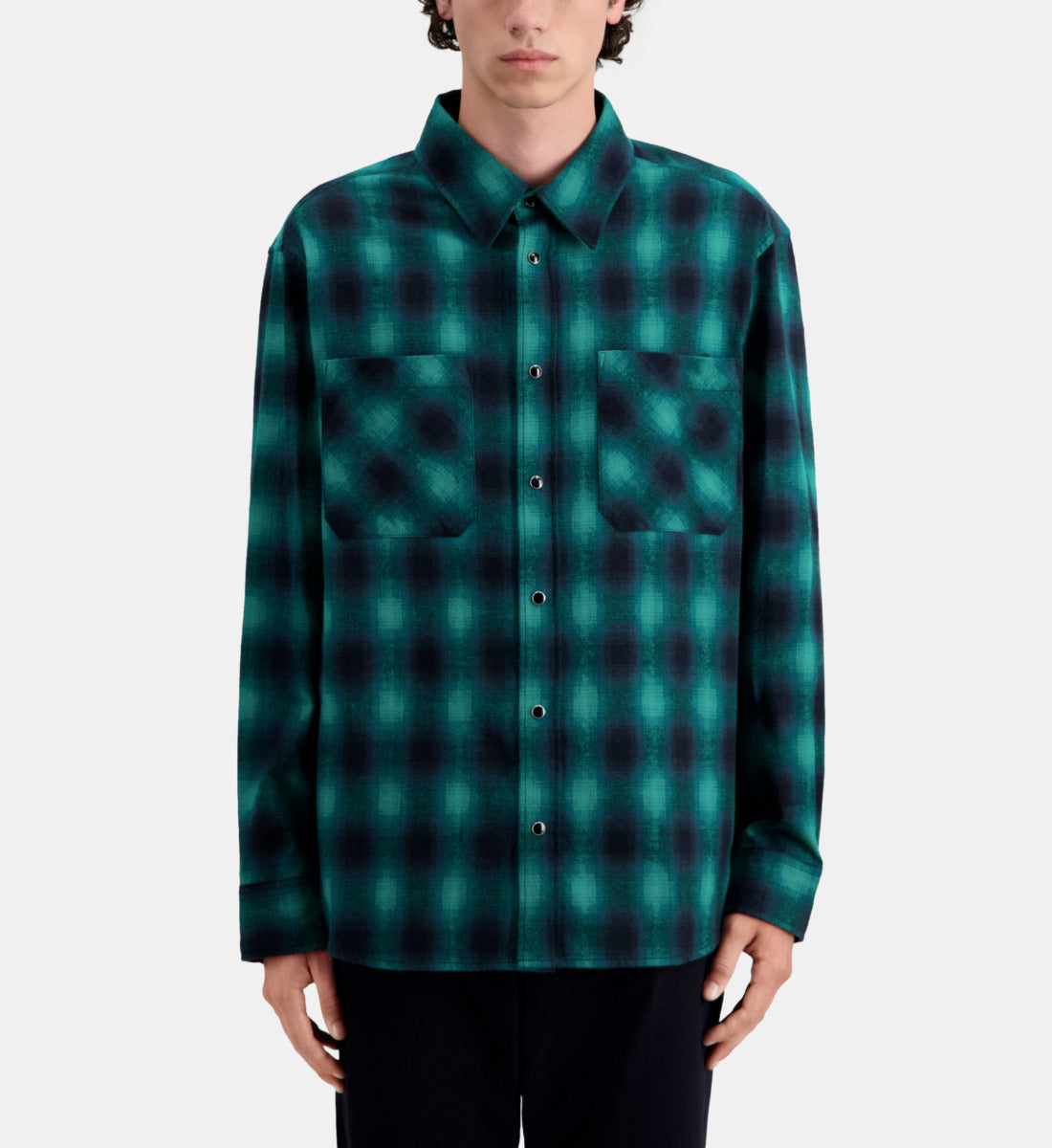 Checked Overshirt | Men | Black x Green