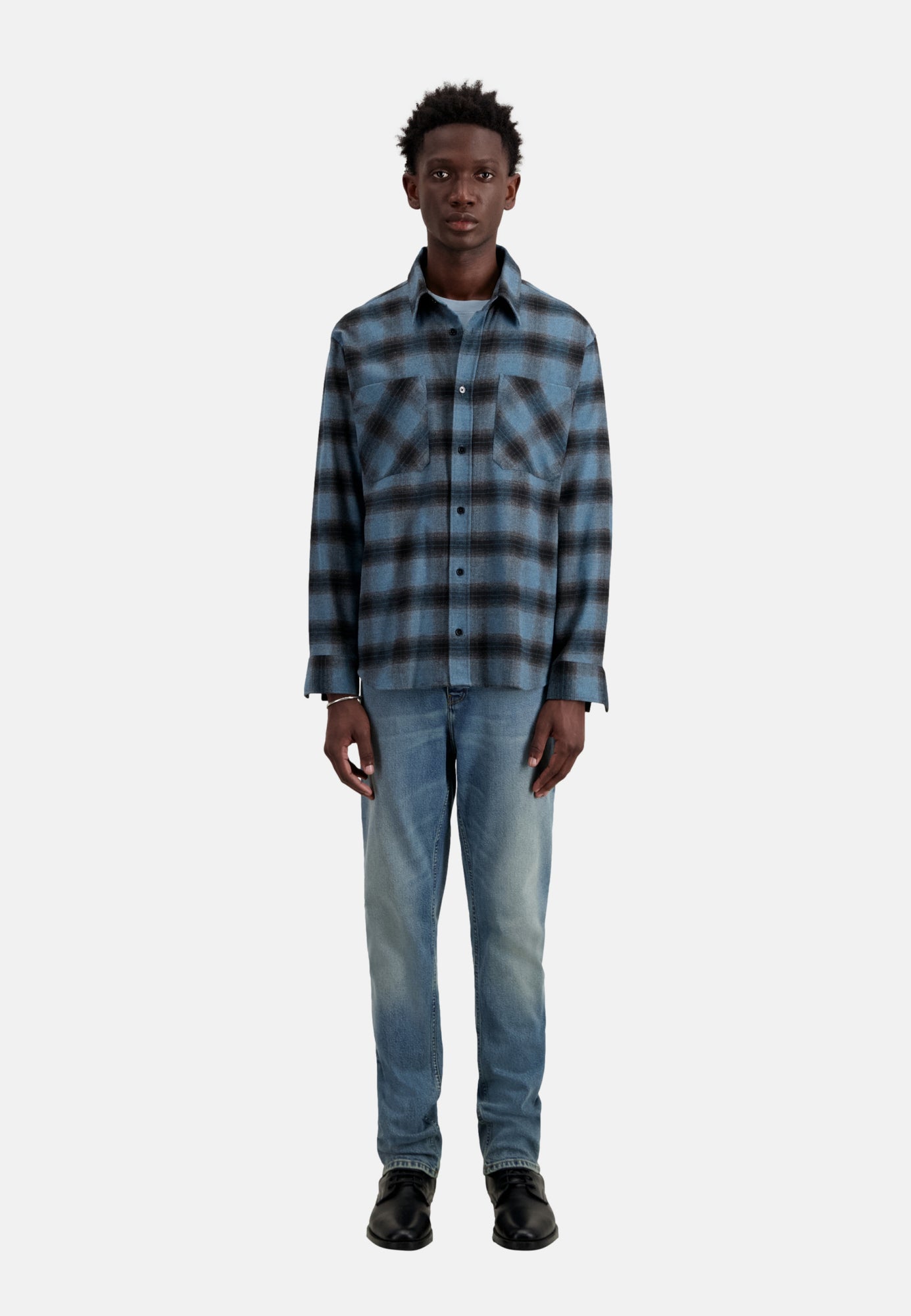 Checkered Shirt | Men | Electric Blue x Black