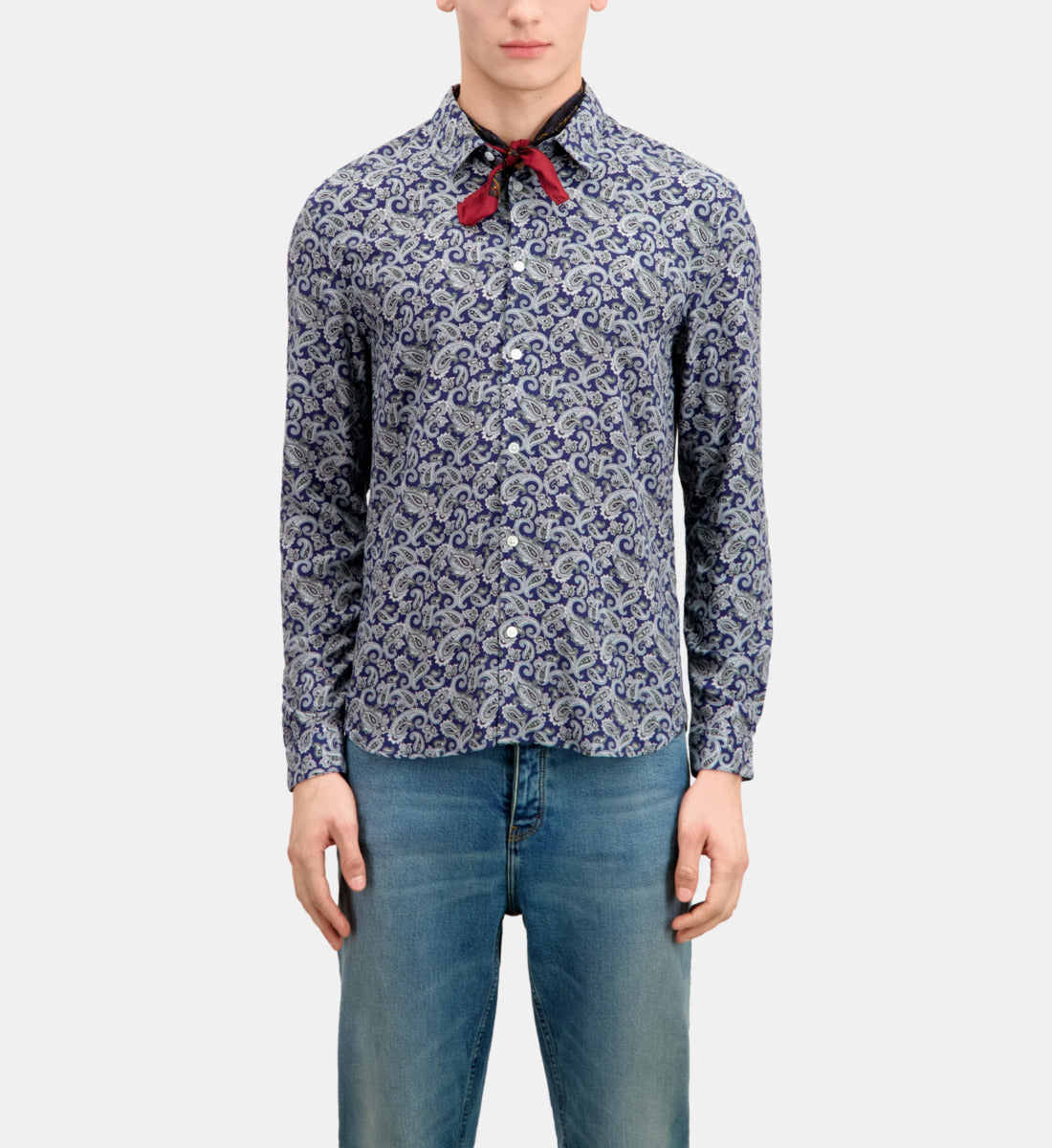 Printed Shirt | Men | Navy x Blue