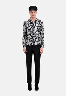 Printed Long Sleeve Shirt | Men | Black x White