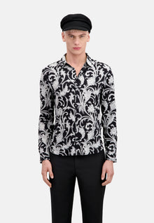 Printed Long Sleeve Shirt | Men | Black x White