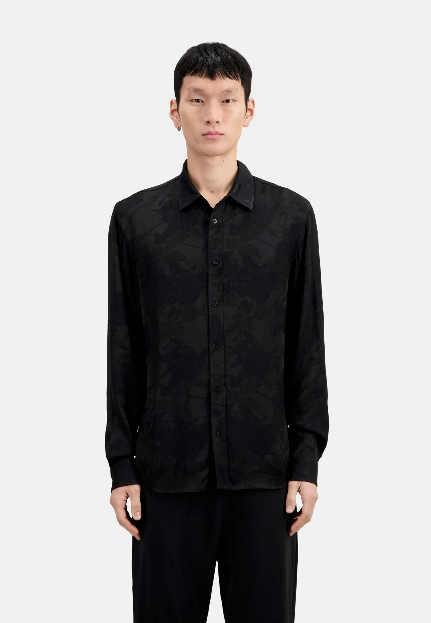 Floral Jacquard Shirt | Men | Black