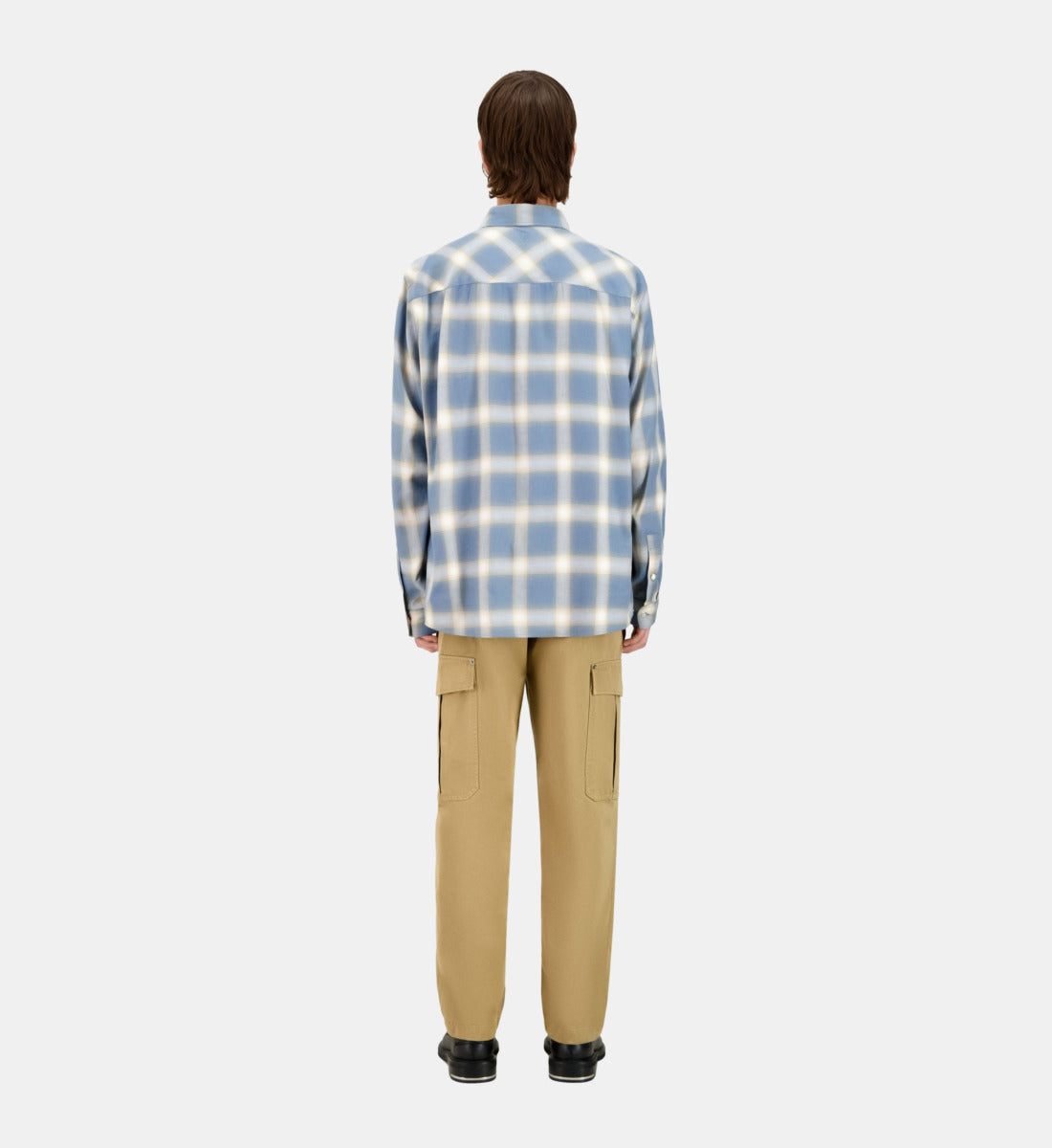 Light And Gray Checked Long Sleeve Shirt | Men | Blue Grey