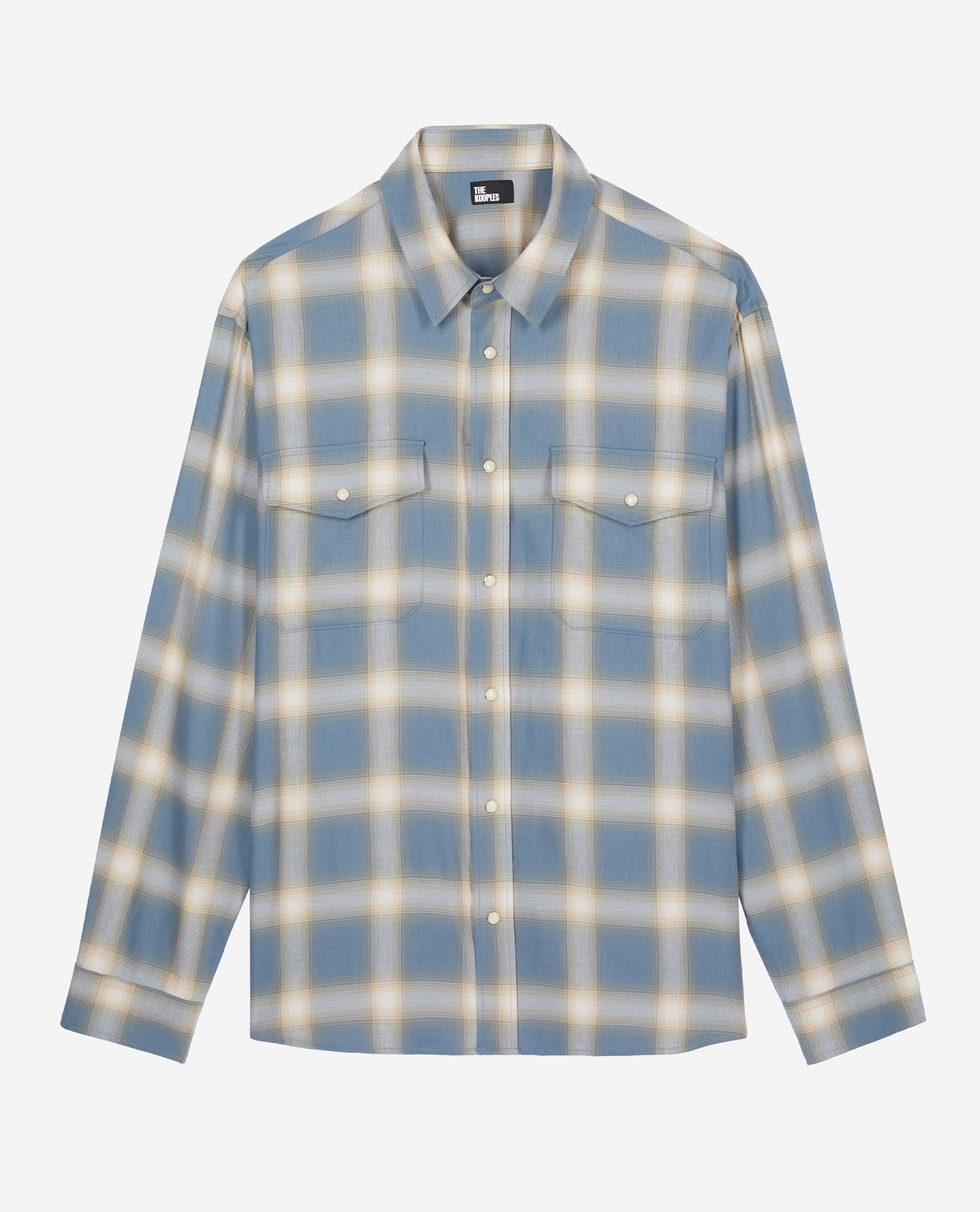 Light And Gray Checked Long Sleeve Shirt | Men | Blue Grey