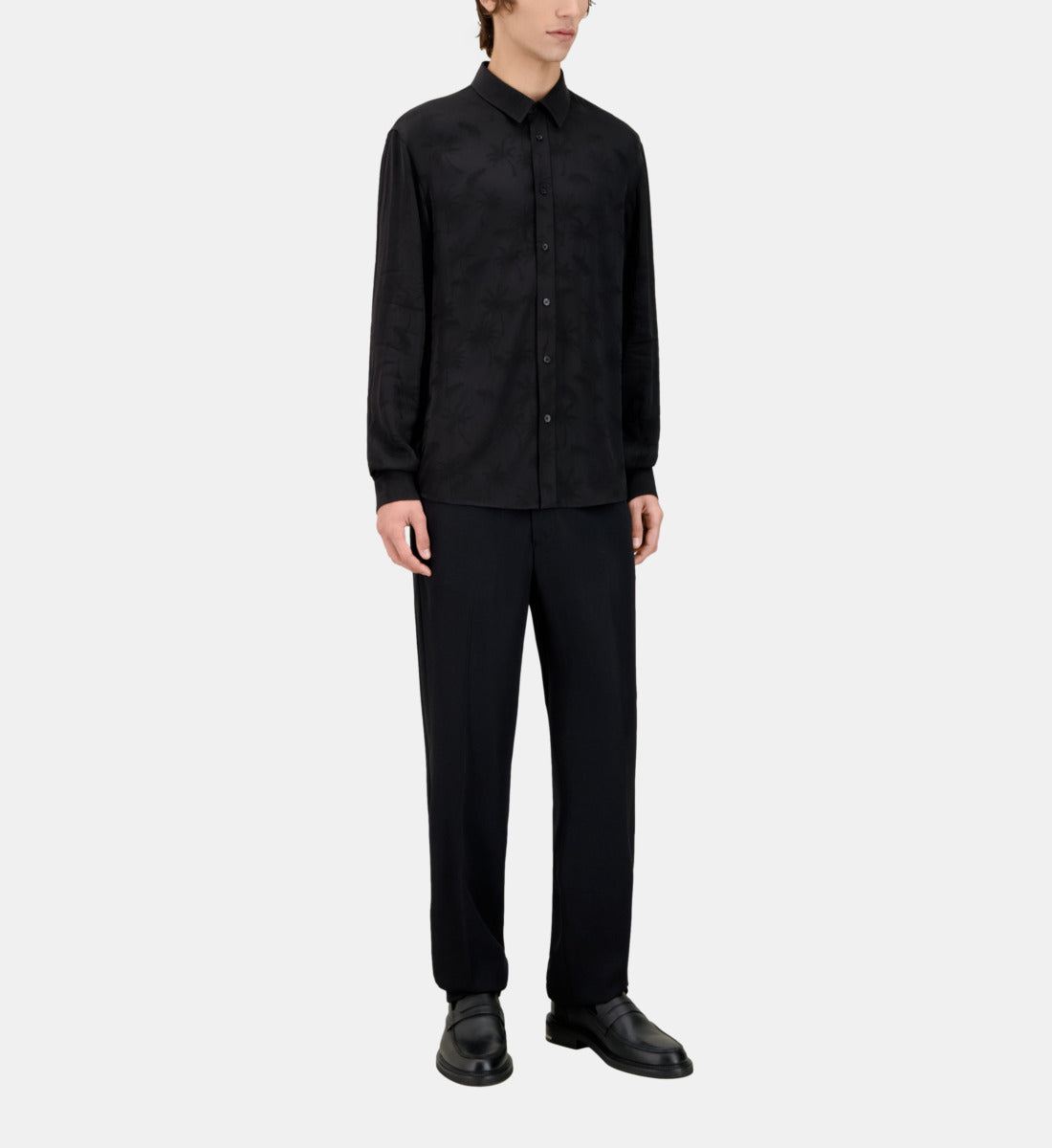 Jacquard Shirt With Palm Trees | Men | Black