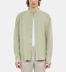 Light Green Cotton And Linen Shirt | Men | Khaki Grey