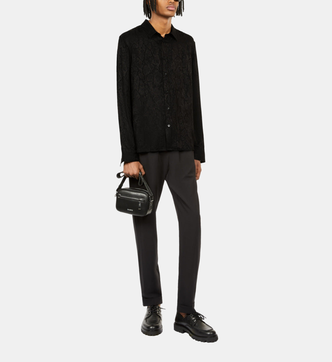 Snakeskin Jacquard Shirt | Men | Black