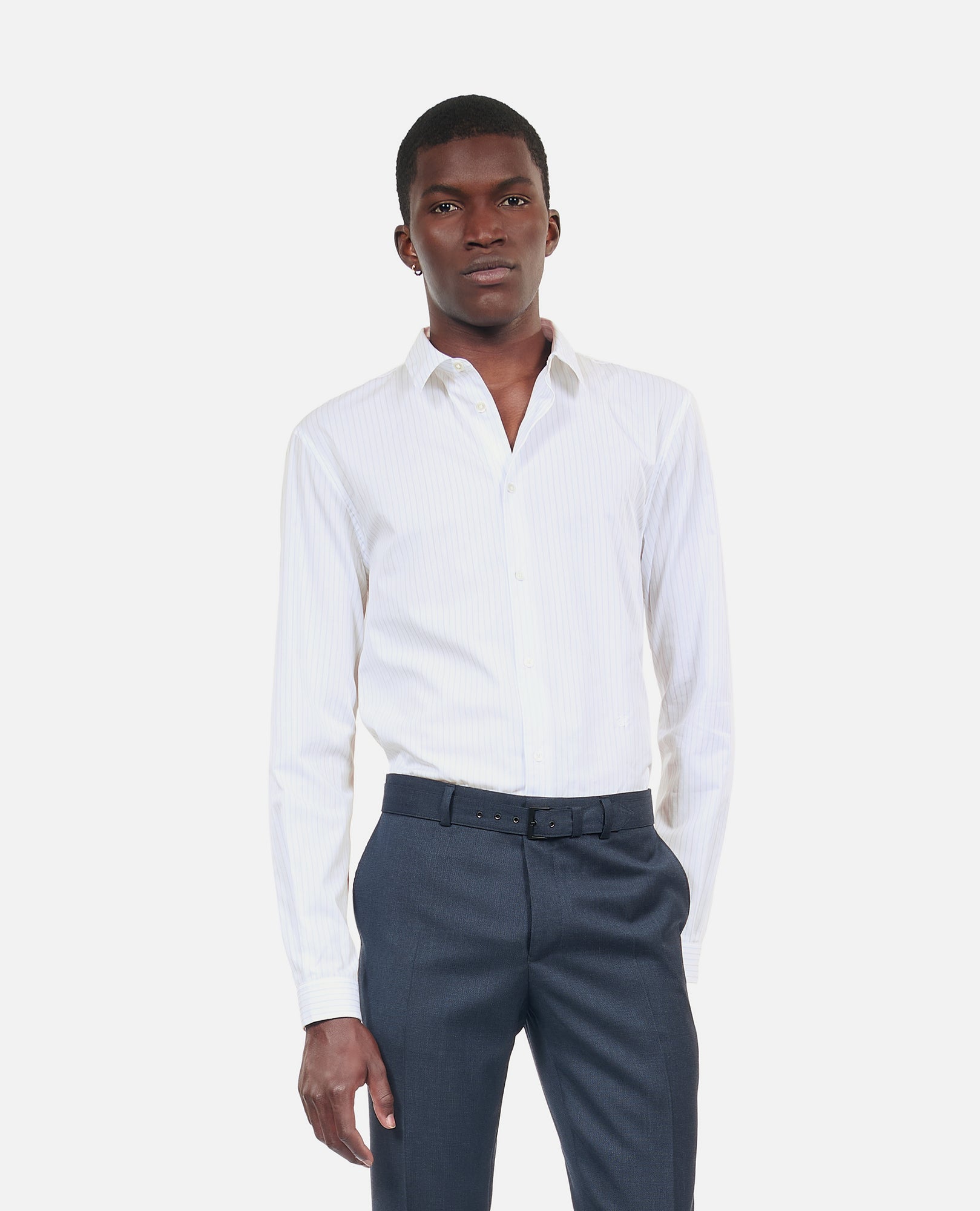 Striped Formal Shirt | Men | White x Blue