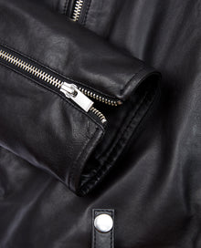 Zipped Leather Biker Jacket | Men | Black