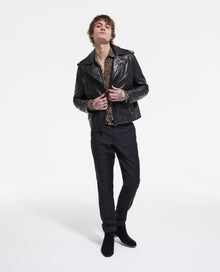 Leather Jacket With Leopard Print Lining | Men | Black