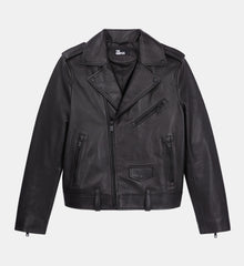 Leather Biker Jacket | Men | Black