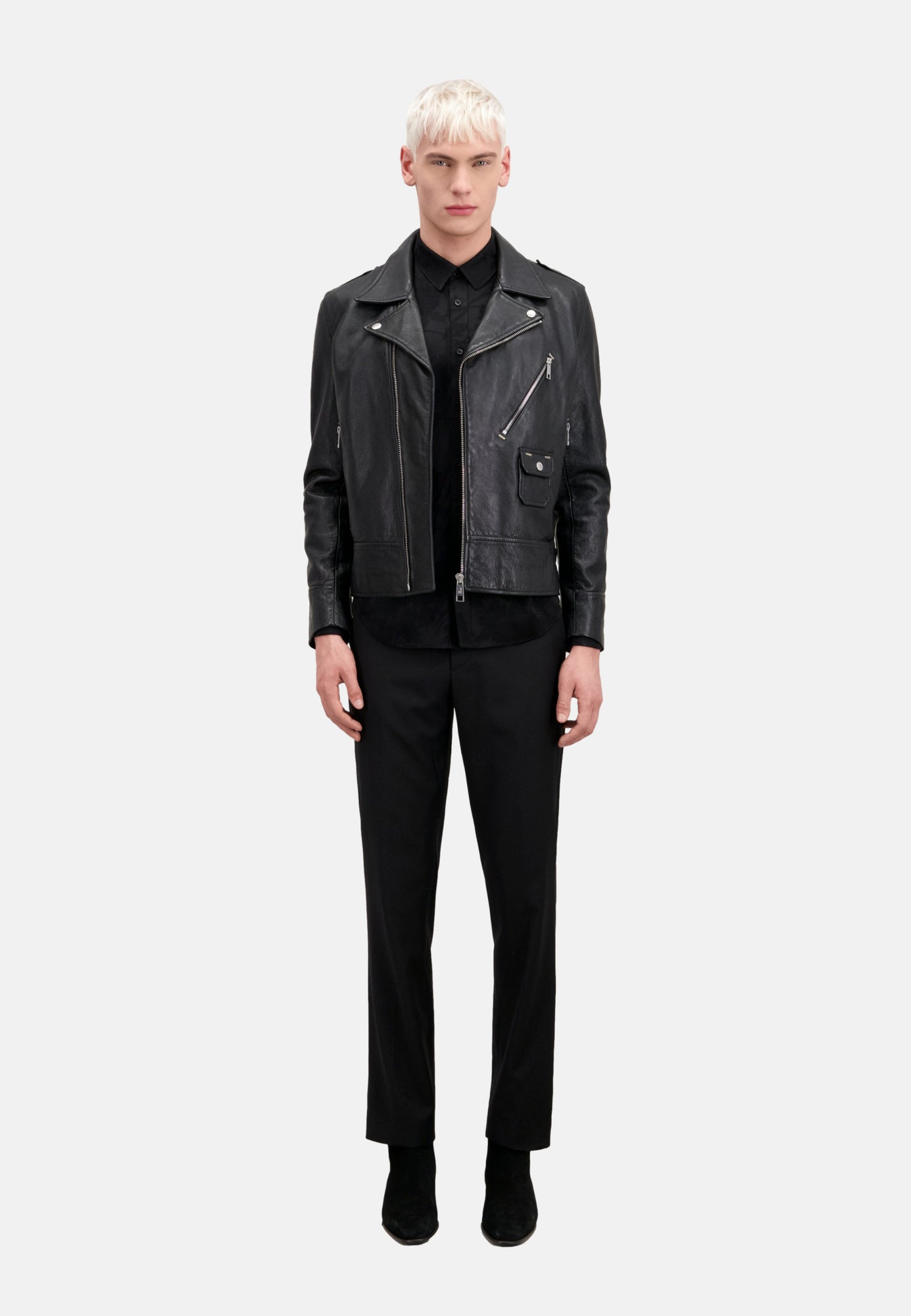 Leather Biker Jacket | Men | Black