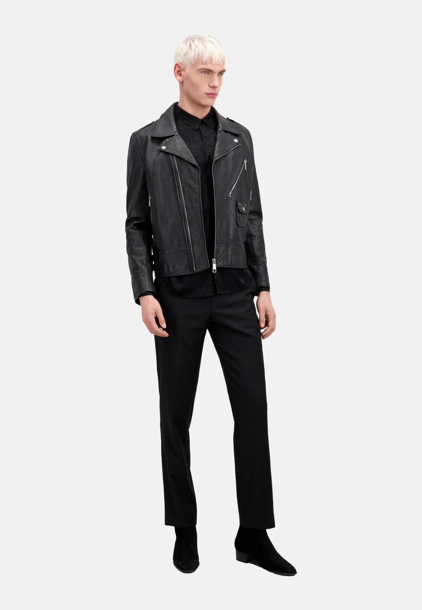 Leather Biker Jacket | Men | Black