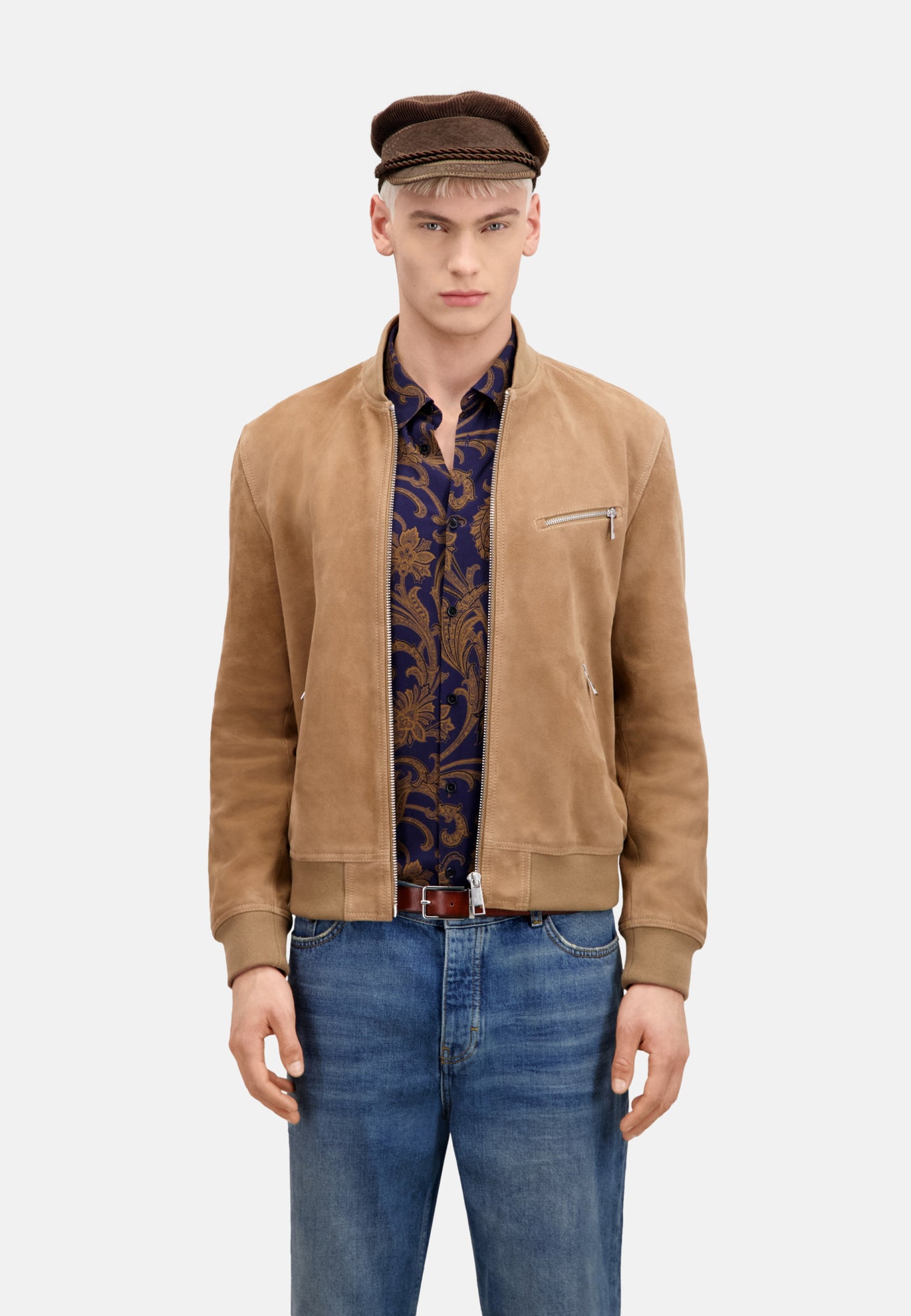 Suede Leather Jacket | Men | Beige