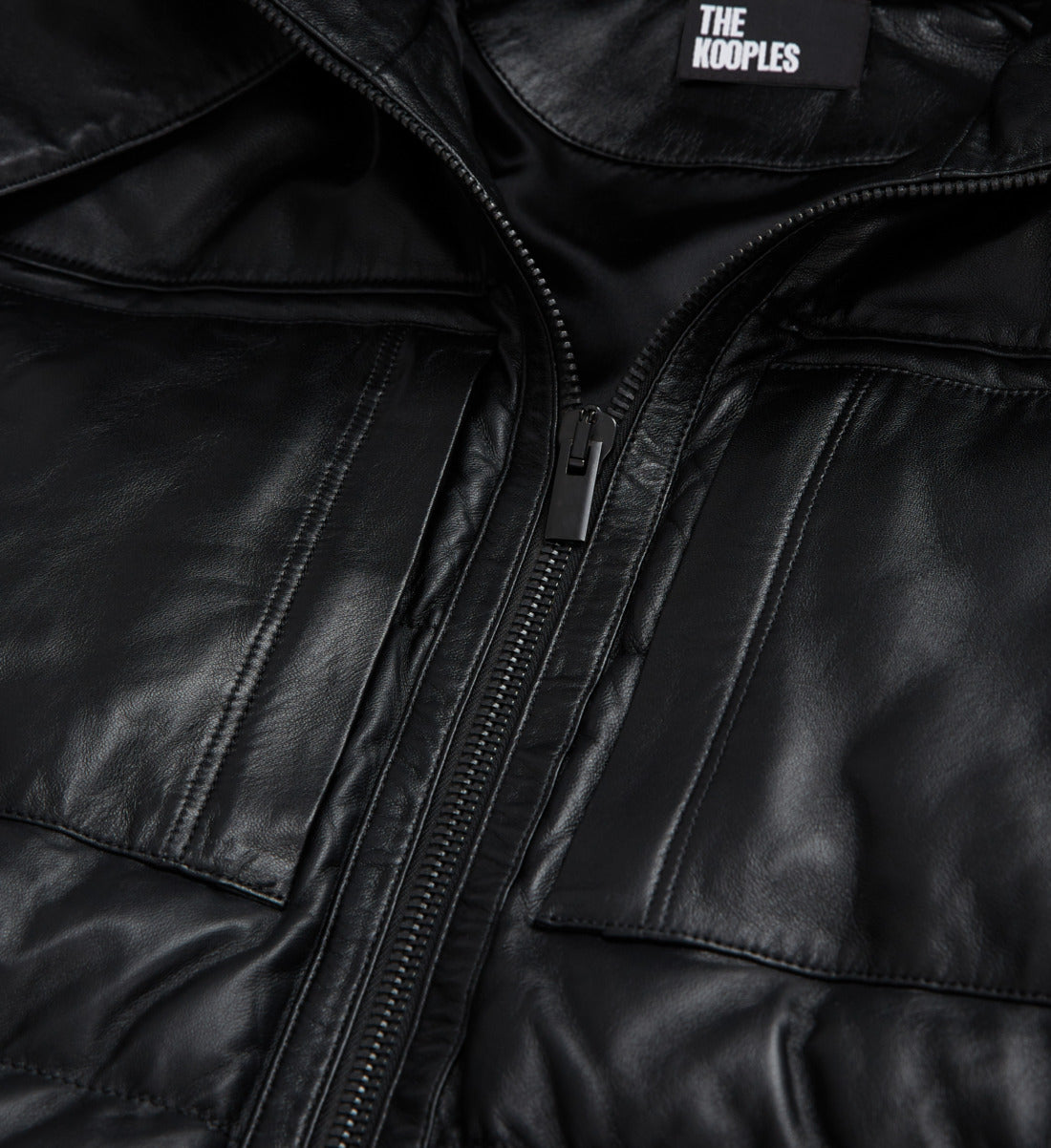 Leather Down Jacket With Straps | Men | Black