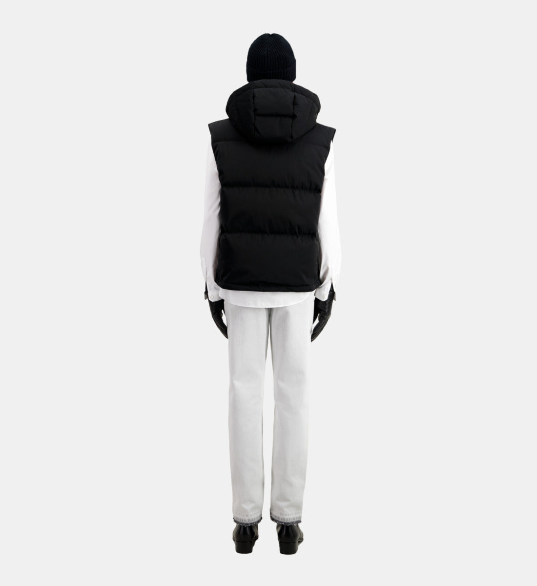 Sleeveless Hooded Puffer Jacket | Men | Black