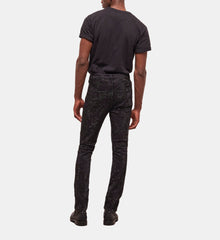 Slim-Fit Jeans With Rhinestones | Men | Black Washed