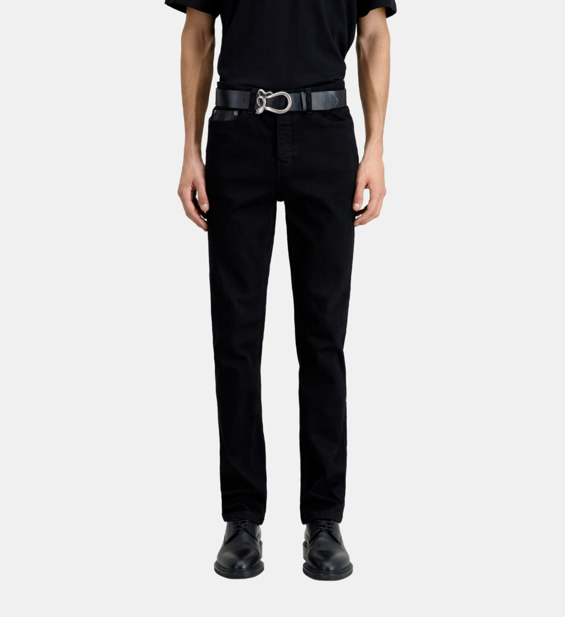 Slim Jeans With Leather Pocket | Men | Black