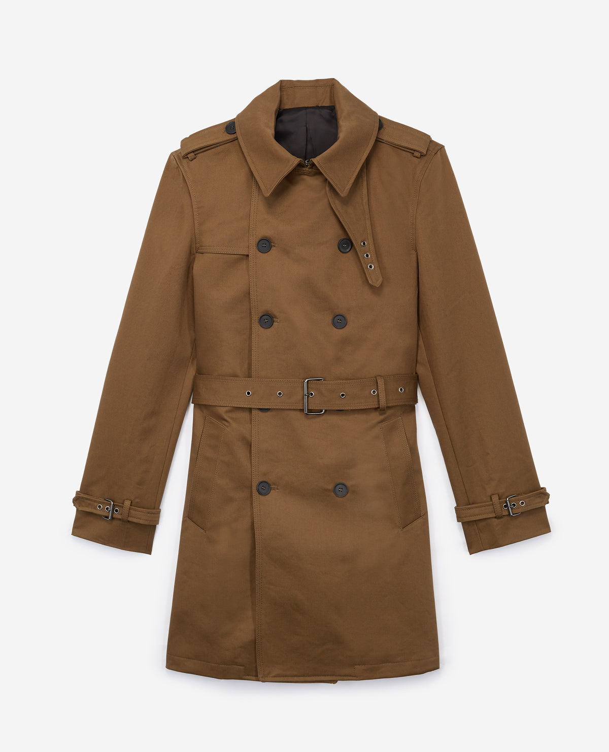 Double-Breasted Trench Coat In Cotton Twill | Men | Khaki Stone