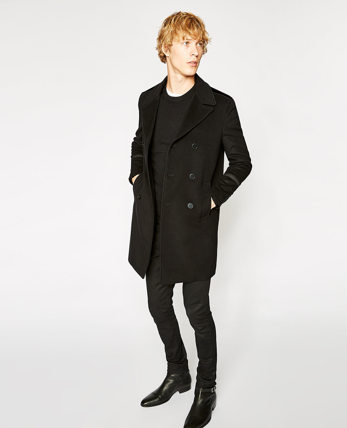 Velvet Detail Coat | Men | Black