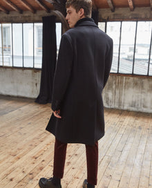 Straight Wool Coat | Men | Black