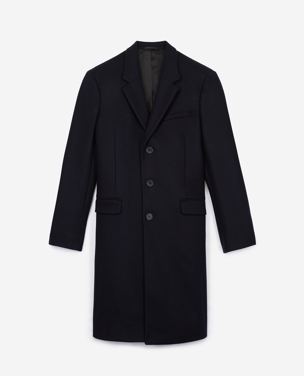 Straight-Cut Wool Coat | Men | Navy