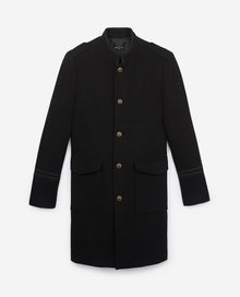 Oversized Wool Coat With Leather Collar | Men | Black