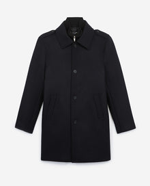 Long Blue Wool Coat With Classic Collar | Men | Navy