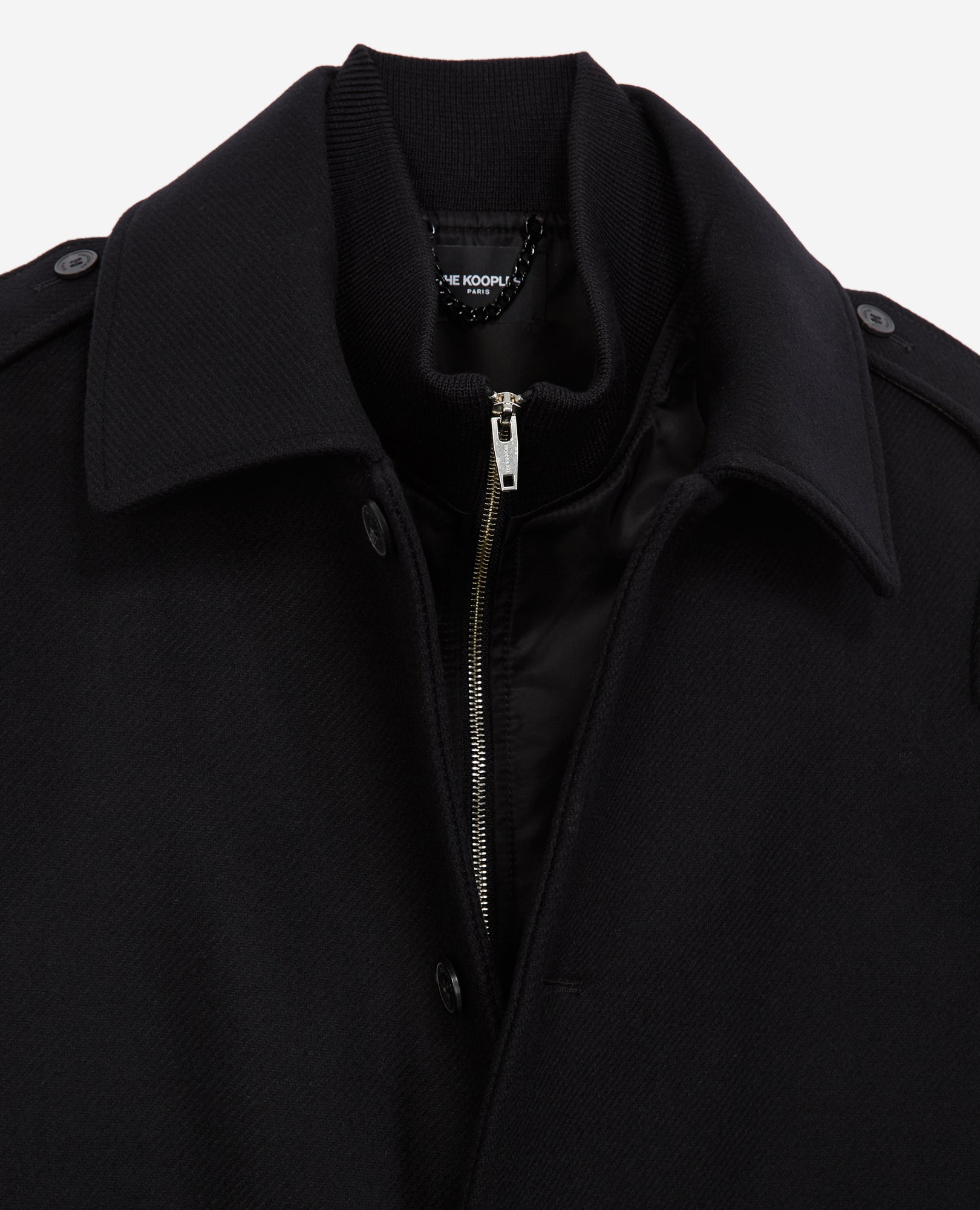 Coat In Wool With Integrated Vest | Men | Black