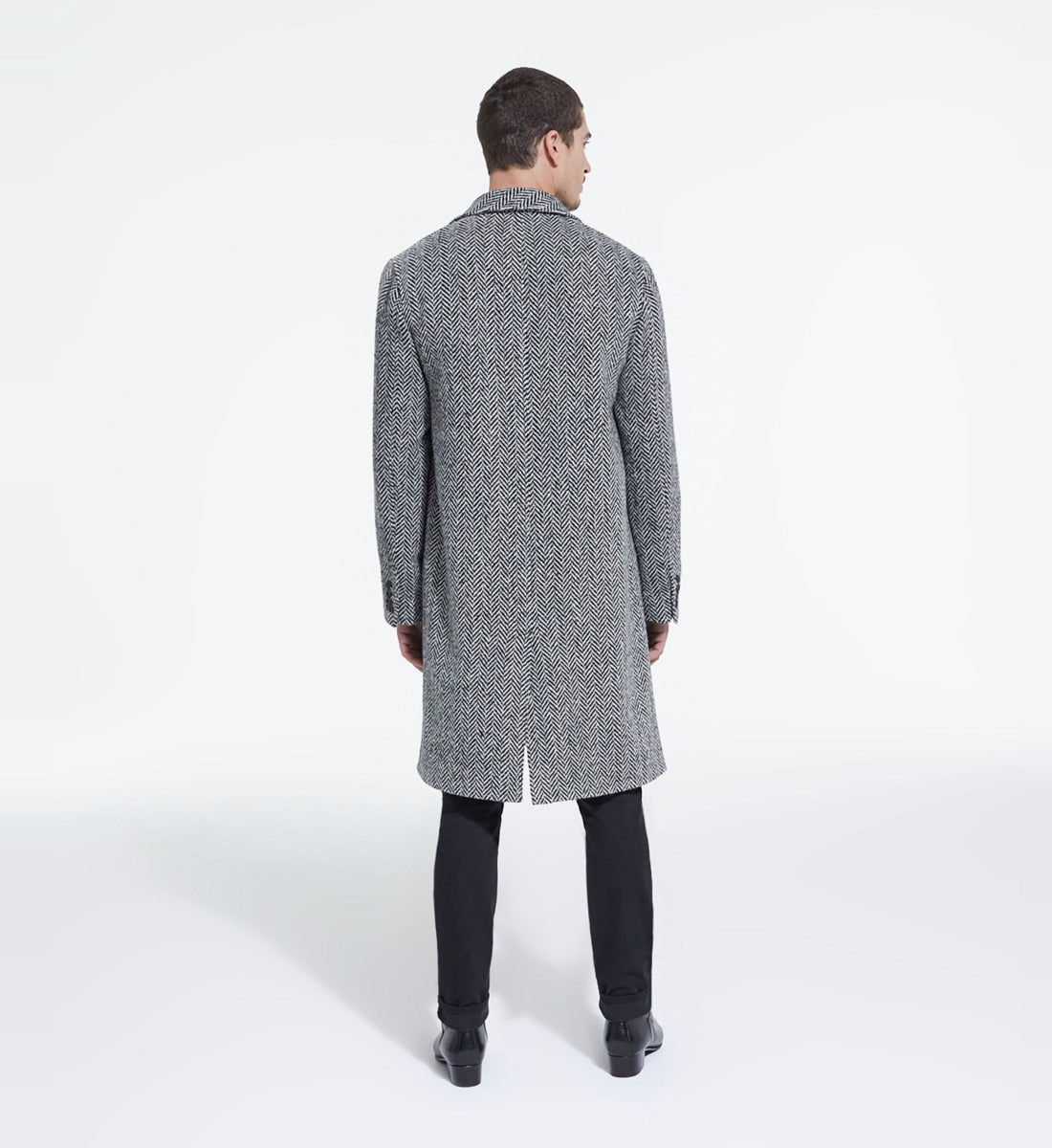 Patterned Wool Coat | Men | Black x White