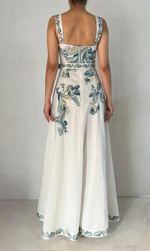 Hemant And Nandita | Amari Cotton Linen Maxi Dress | White Floral
