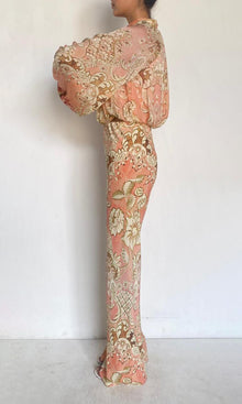 Hemant And Nandita | Anah Viscose Flat Chiffon Crop Top | Peach