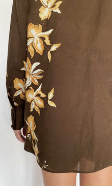 Hemant And Nandita | Bota Cotton Linen Oversized Shirt | Brown