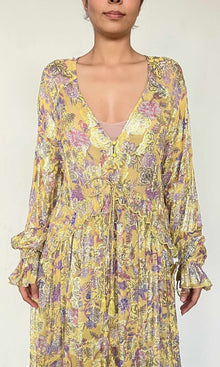 Hemant And Nandita | Dhea Viscose Kaftan | Yellow Multi