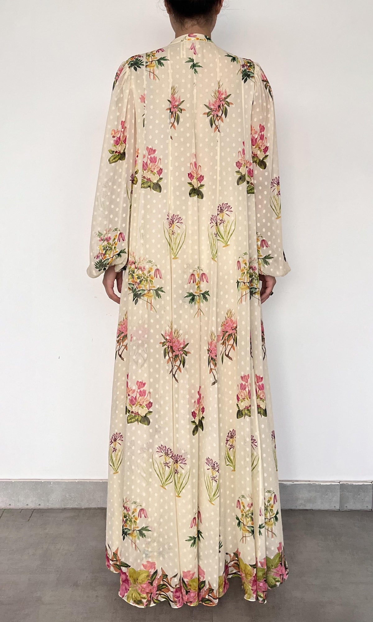 Womens | Dina Viscose Georgette Dobby Maxi Dress | Off White Multi
