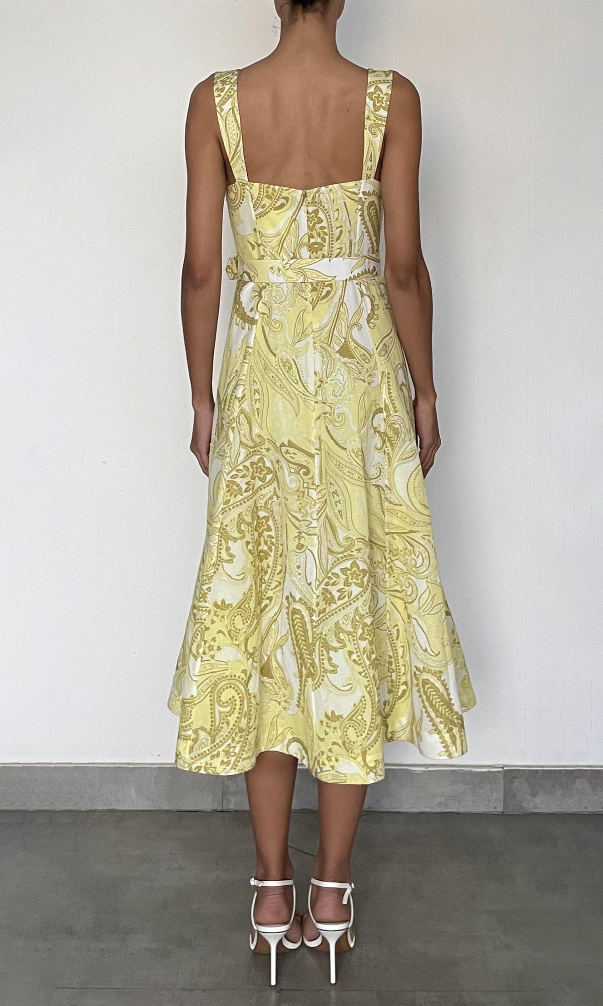 Hemant And Nandita | Fiza Cotton Long Dress With Buckle Belt | Light Yellow