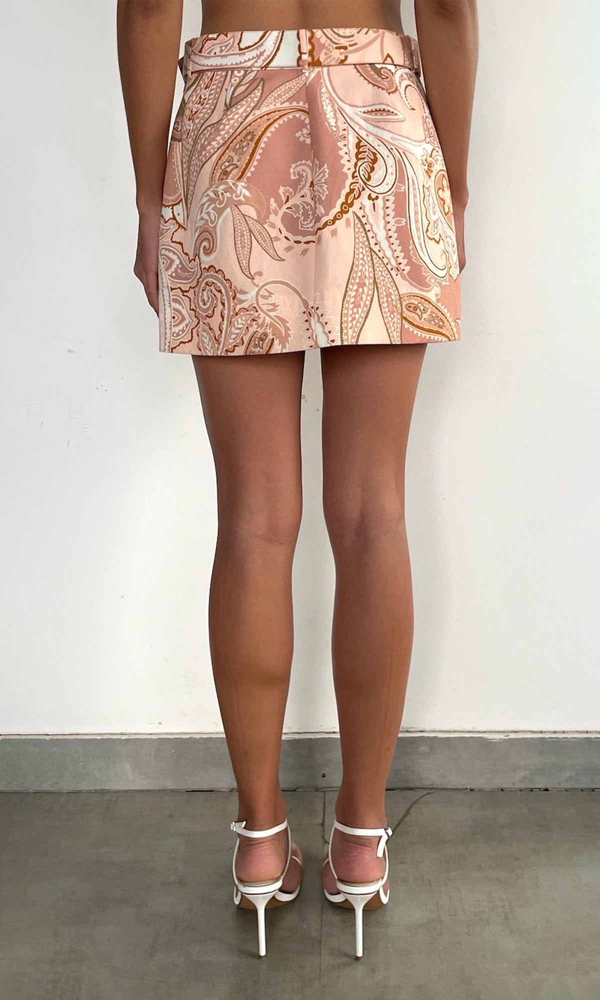 Womens | Fiza Cotton Mini Skirt With Buckle Belt | Powder Pink