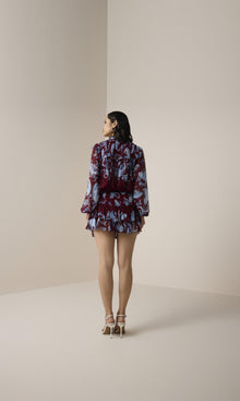 Womens | Hiba Dotted Lurex Short Skirt | Merlot