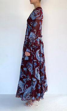 Womens | Hiba Viscose Flat Chiffon Long Dress | Merlot