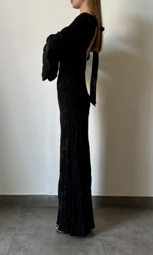 Womens | Inv Viscose Flower Jacquard Boat Neck Maxi Dress | Black