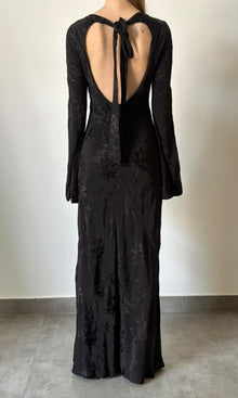 Womens | Inv Viscose Flower Jacquard Boat Neck Maxi Dress | Black