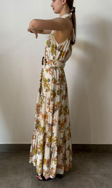 Hemant And Nandita | Inv Cotton Schiffly Long Dress With Buckle Belt | White