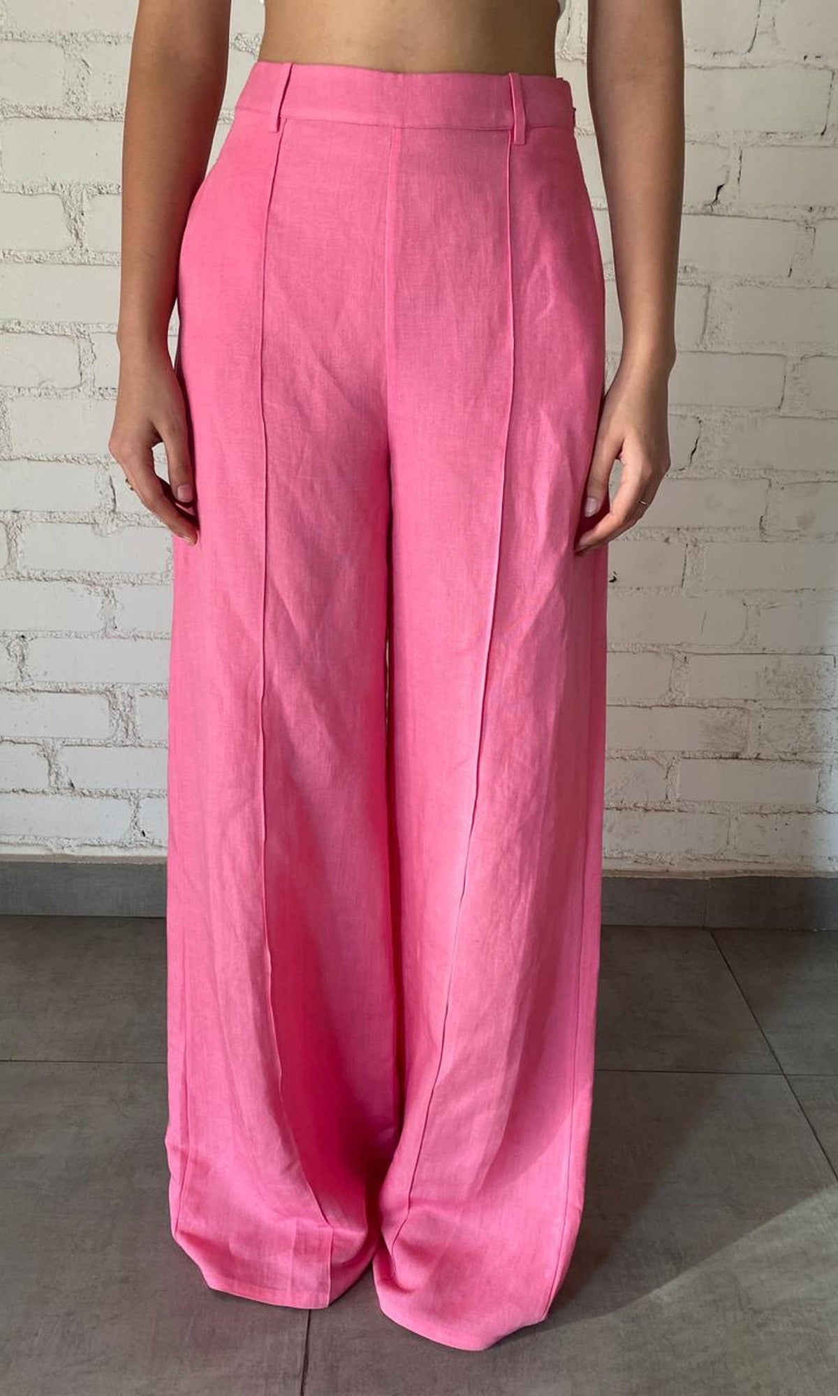 Hemant And Nandita | Inv Cotton Linen Pants | Pink