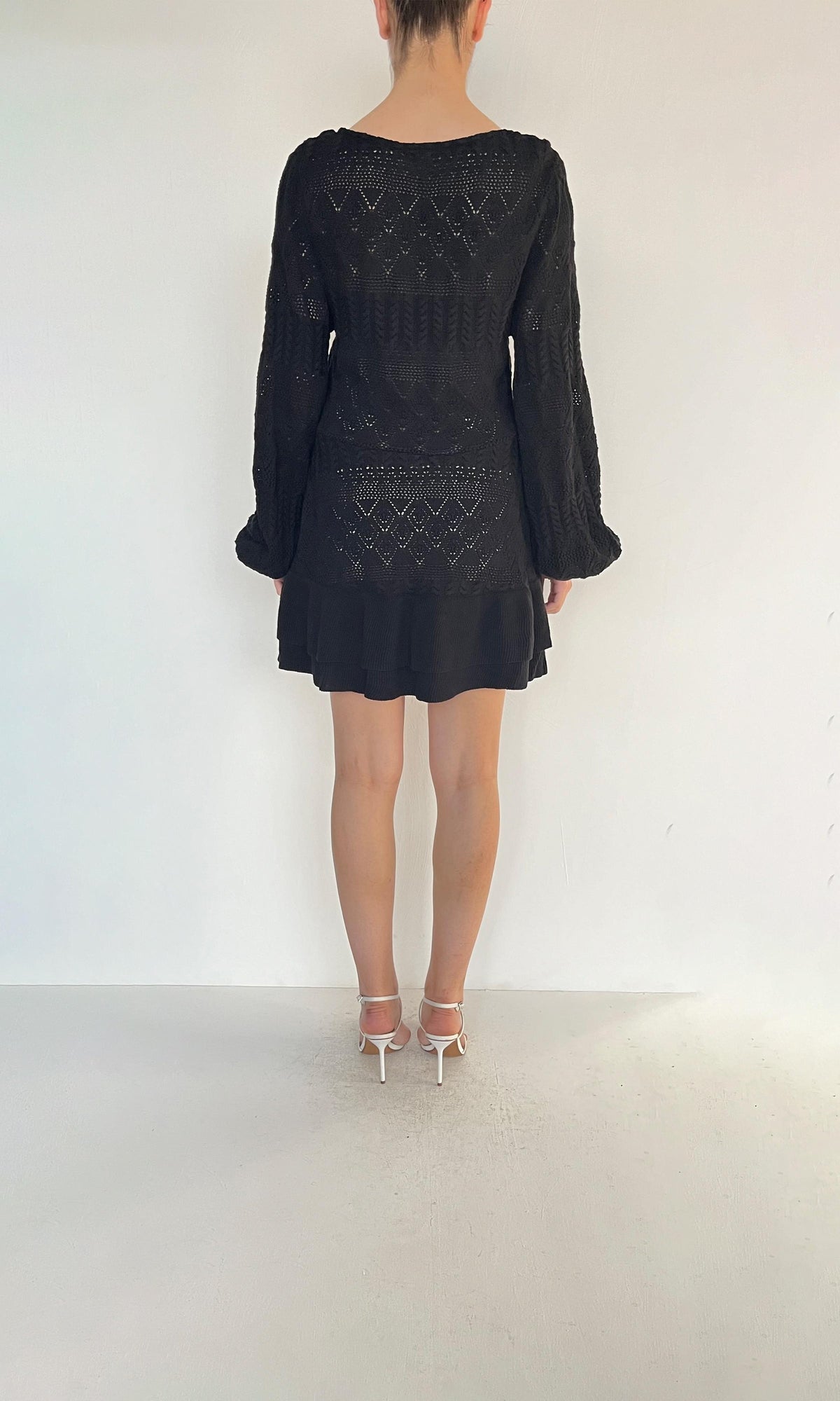 Womens | Inv Viscose Aztec Self Crepe V Neck Shot Dress | Black