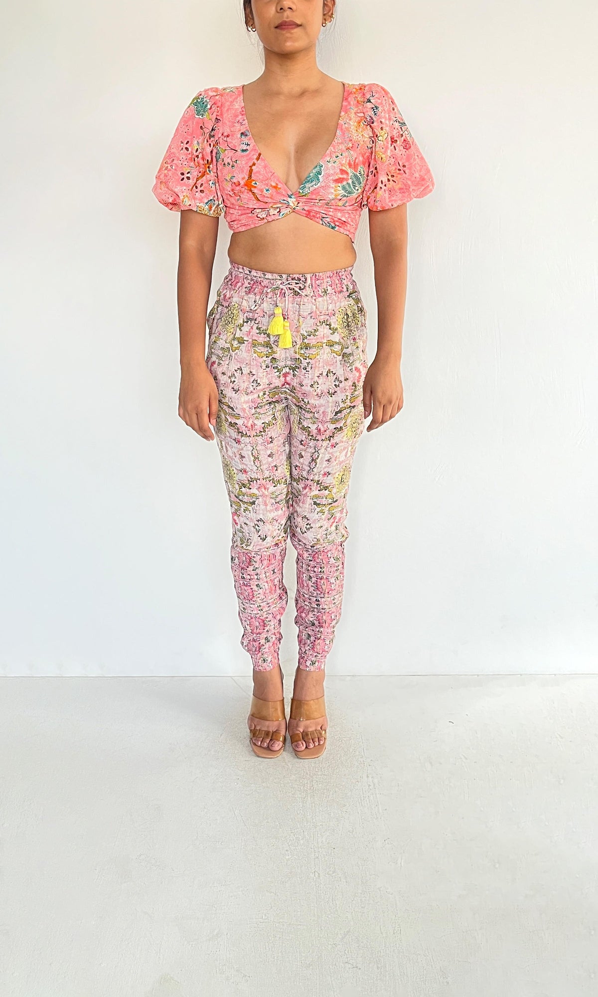 Hemant And Nandita | Inv Cotton Schiffli Top | Pink