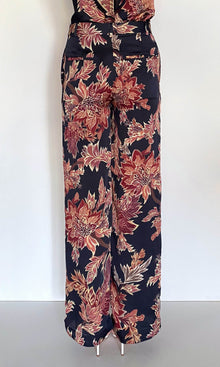 Hemant And Nandita | Johi Viscose Satin Straight Pants | Black Floral Print