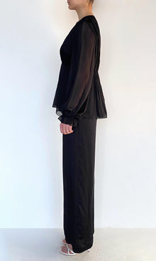 Hemant And Nandita | Johi Viscose Satin Straight Pants | Solid Black