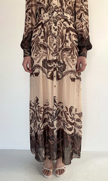 Womens | Lira Viscose Georgette Lurex Shirt Dress With Buckle Belt And Slip | Eggshell