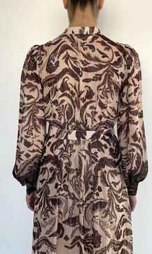 Womens | Lira Viscose Georgette Lurex Shirt Dress With Buckle Belt And Slip | Eggshell