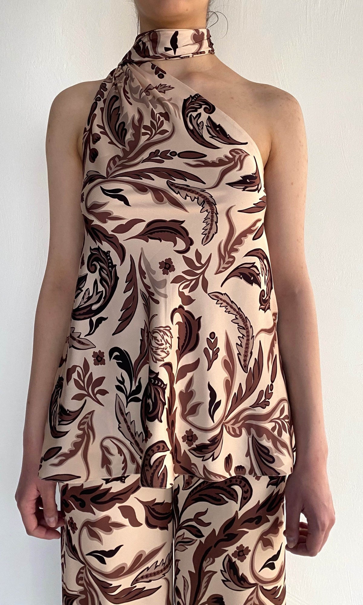 Womens | Lira Polyester Satin Bias Top With Sash | Eggshell